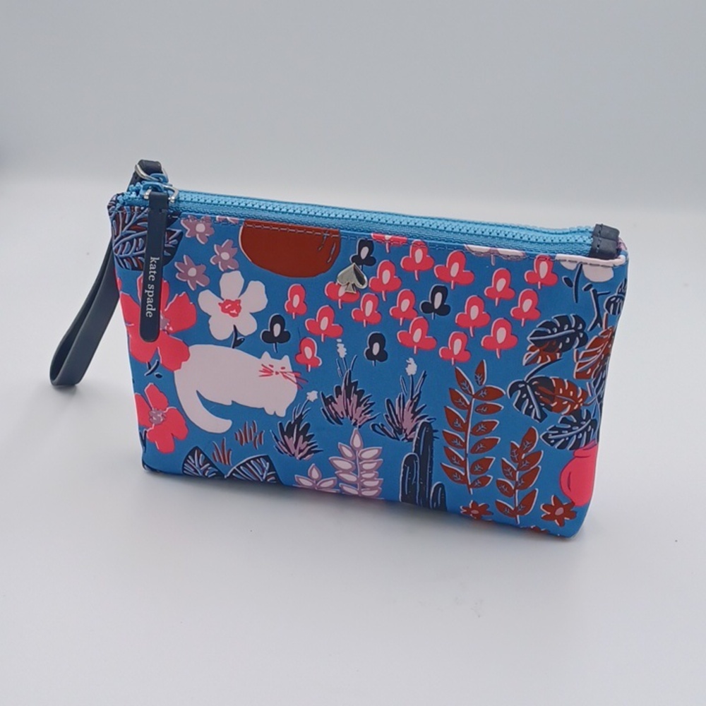 Kate Spade Jae Garden Cat Double Zip Wristlet Bag - Picture 2 of 8